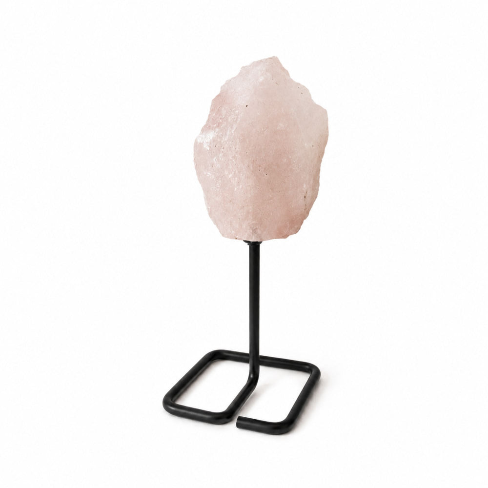 Mineral Specimen on Metal Stand - Rose Quartz