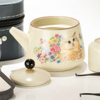 Cat Lover Travel Teapot Set | With Two Cups