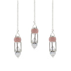 The Heart Whisperer- Double Power Pendulum - Rose Quartz Globe - Clear Quartz Double Terminated