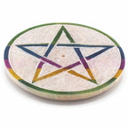 Pentagon Soapstone Disc Incense Holder 8cm