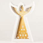 Whitewashed Mango Wood Angel with Iron Cut-Out - Large