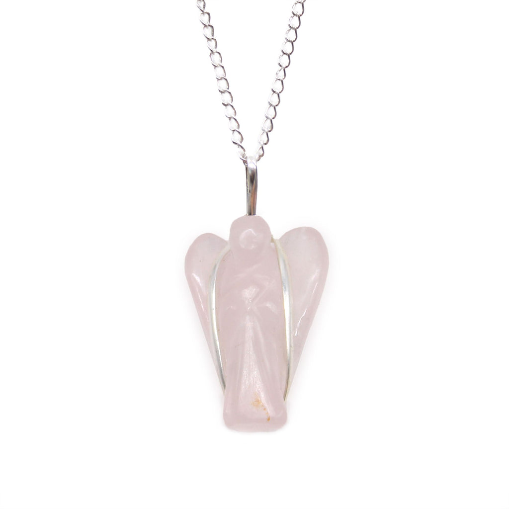 Rose Quartz Gemstone Guardian Angel Pendant