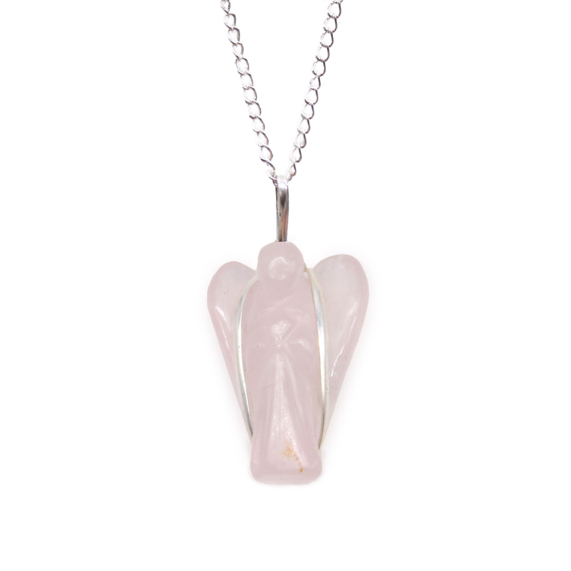 Rose Quartz Gemstone Guardian Angel Pendant