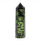Mystic Story Forest Green Black Obsidian Point