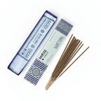 Incense sticks with their packaging on a white background
