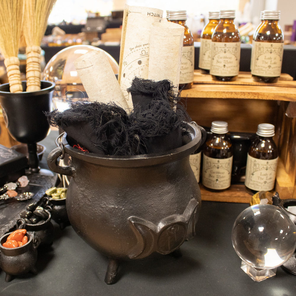 Huge Cast Iron Cauldron with Triple Moon