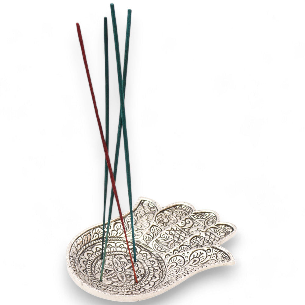 Polished Aluminium Hamsa  Incense Holder