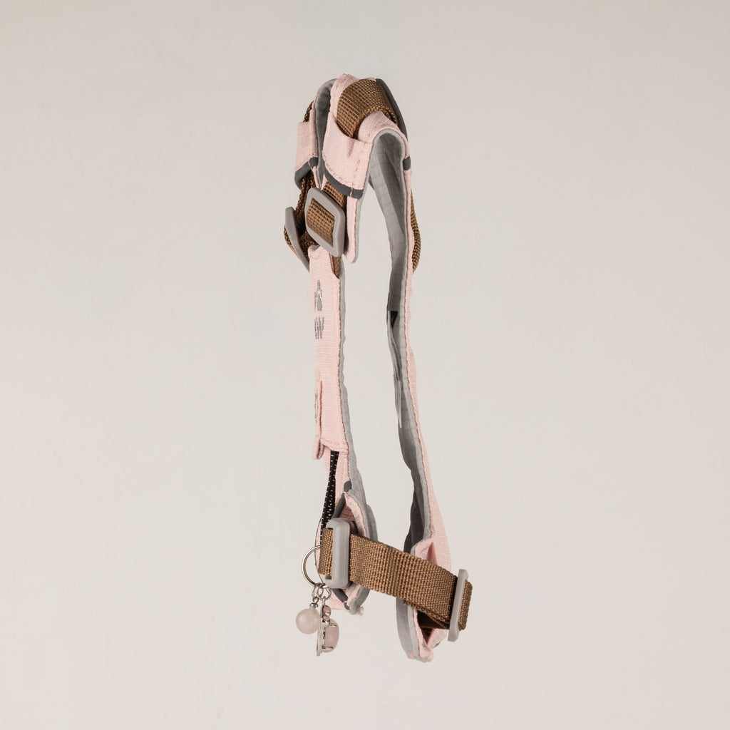Dog Step-In Guardian Harness with Reflective Mesh & Rose Quartz Charm - Soft Pink - Small (4-8kg)