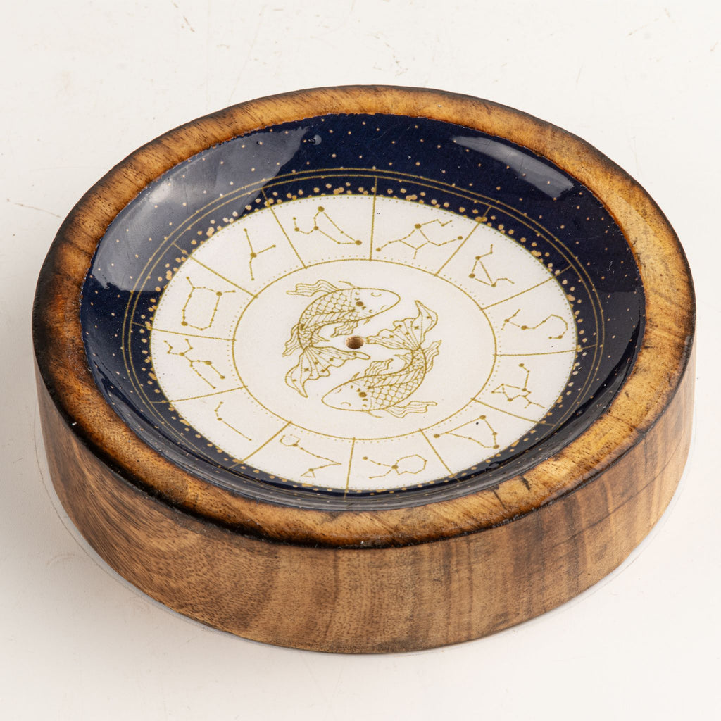 Pisces Mango Wood Mini Bowl & Incense Stick Holder