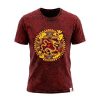 Nomad Sari Stonewashed Cotton T-Shirt | Dragon Mandala | Maroon | Small