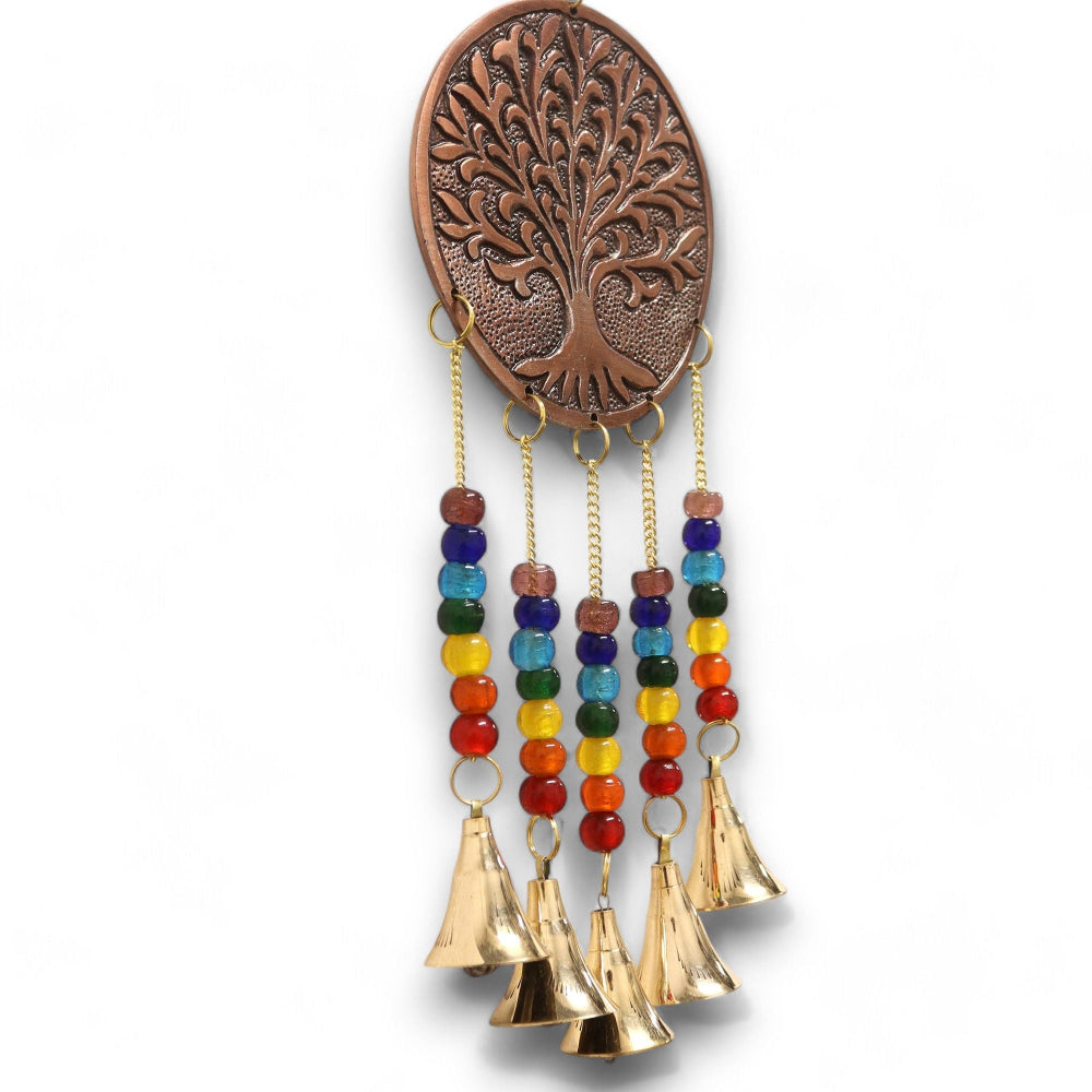 Tree of Life Wind Chime with Chakra Beads & 5 Bells