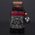 Ancient Witch Seduction Bath Spell Potion & Amethyst Crystal Amulet