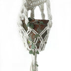 Long Macrame Pot Holder With Ratten Hoop