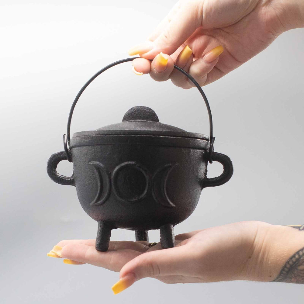 Cast Iron Cauldron with Triple Moon