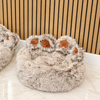 Paw-Shaped Plush Pet Bed for Cats & Small Dogs - Medium (60cm)