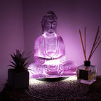 Meditation Buddha Lamp | Lavender Crackle | Oval Stand