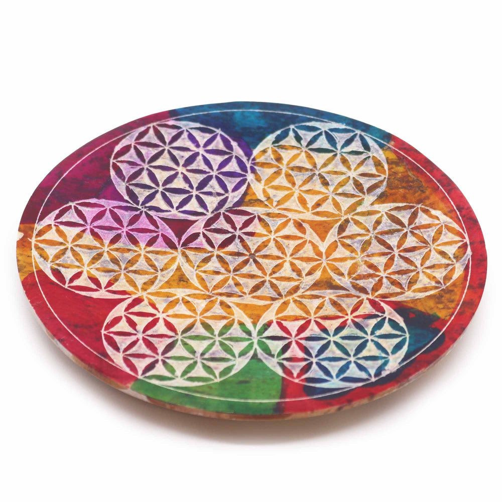7 Flower of Life Soapstone Disc Incense Holder