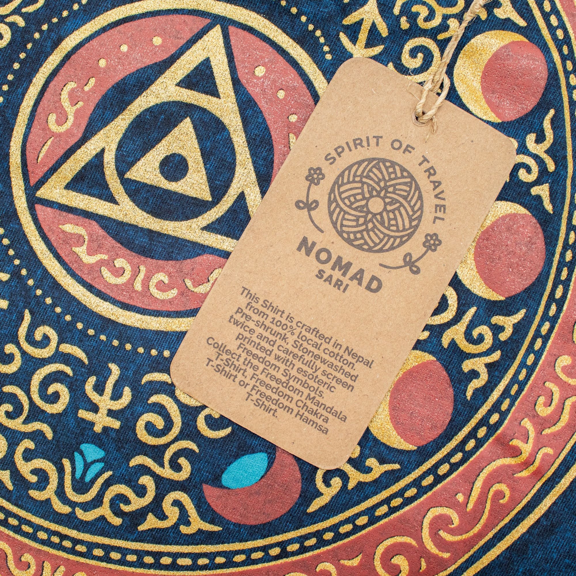 Nomad Sari Stonewashed Cotton T-Shirt | Stay Wild Moon Child | Blue | XL