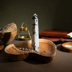 Gemstone Six Face Obelisk Point approx 17cm - Rainbow Moonstone