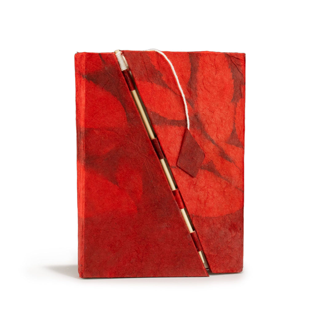 Lokta Bold Floral Ruby Bamboo Lock Notebook Medium