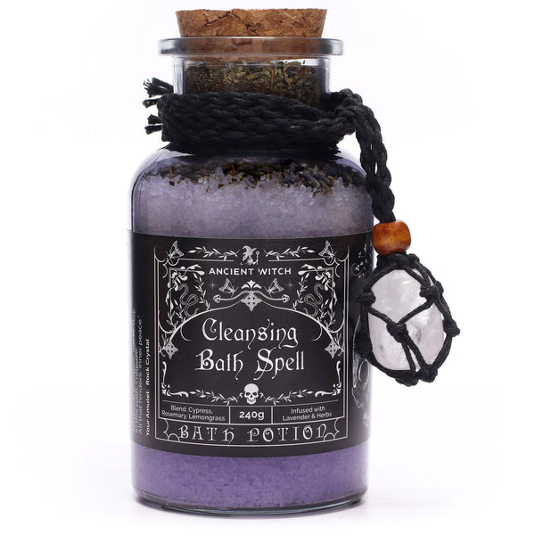 Ancient Witch Cleansing Bath Spell Potion & Rock Crystal Amulet