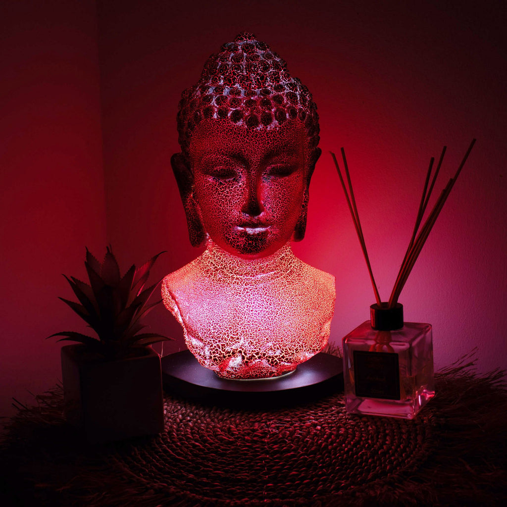 Buddha Bust Lamp | Molten Lava | Oval Stand