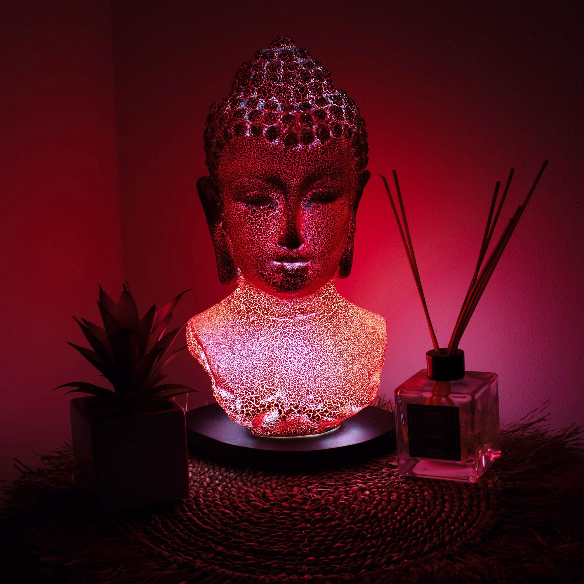 Buddha Bust Lamp | Molten Lava | Oval Stand