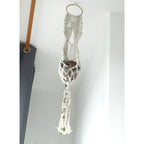 Long Macrame Pot Holder With Ratten Hoop