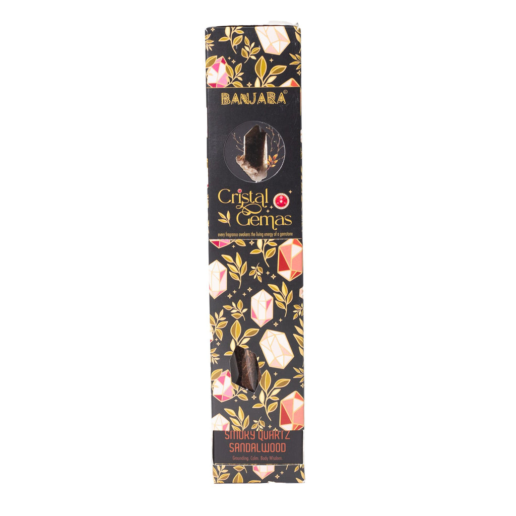 Smoky Quartz Sandalwood Cristal Gemas Incense Sticks - Banjara