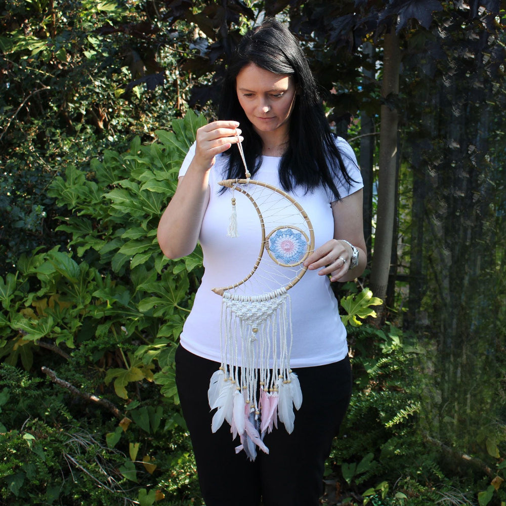 Macramé Moon Protection Dreamcatcher | Handmade | Choose Your Colour