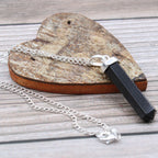 Black Agate Gemstone Classic Point Pendant