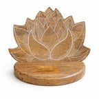 Lotus Carved Wall Shelf | Whitewash Mango Wood | Boho Home Décor