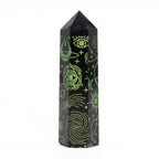 Mystic Story Forest Green Black Obsidian Point