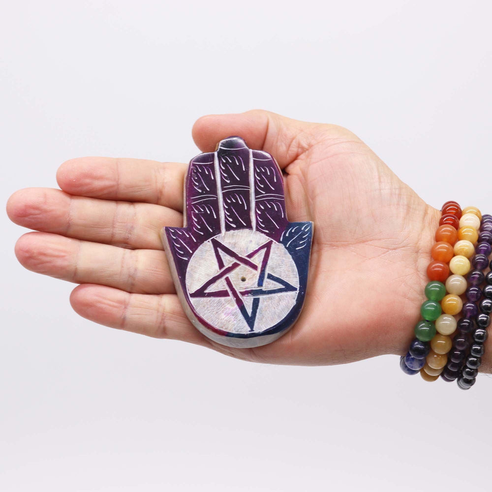Pentagon Soapstone Hamsa Incense Holder