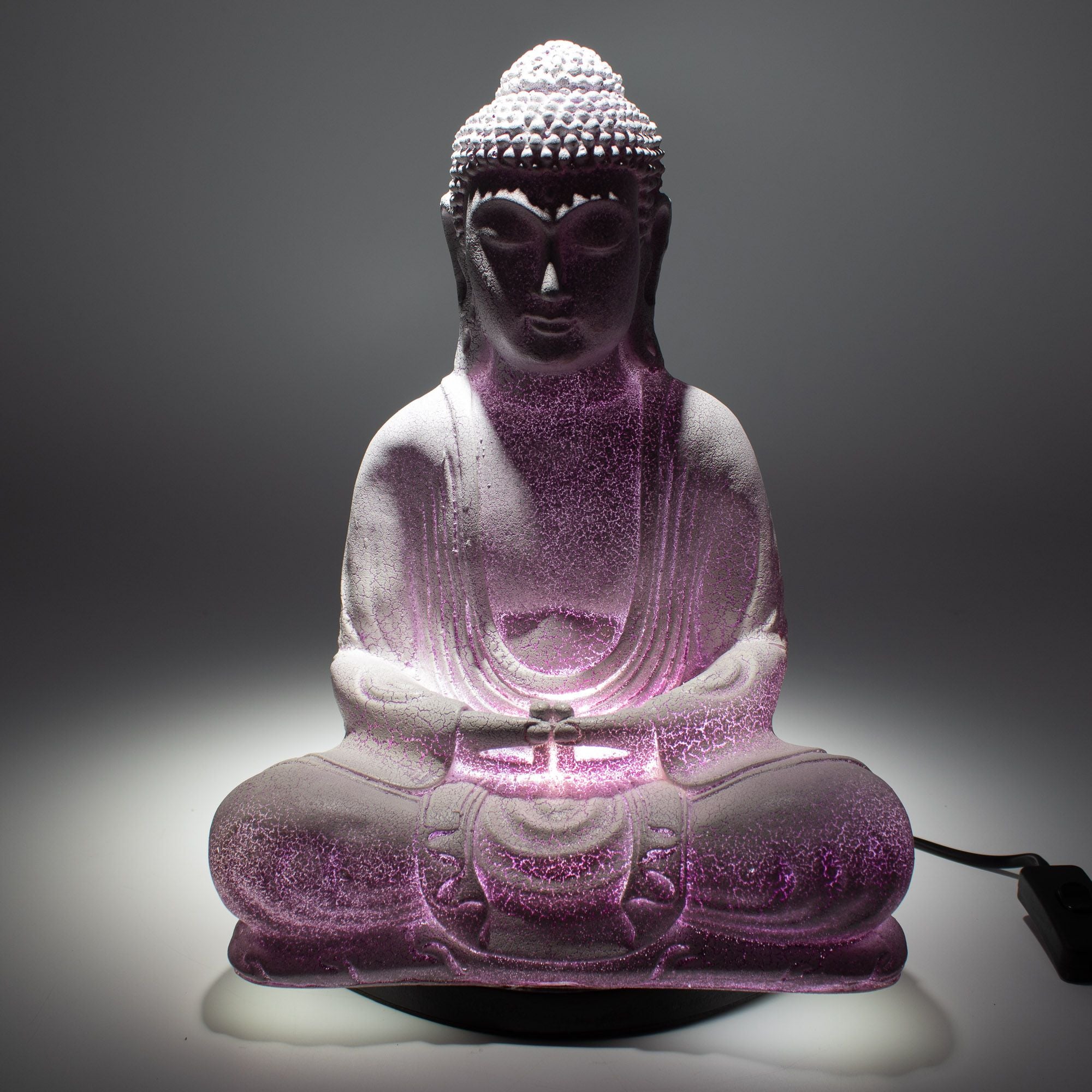 Meditation Buddha Lamp | Lavender Crackle | Oval Stand