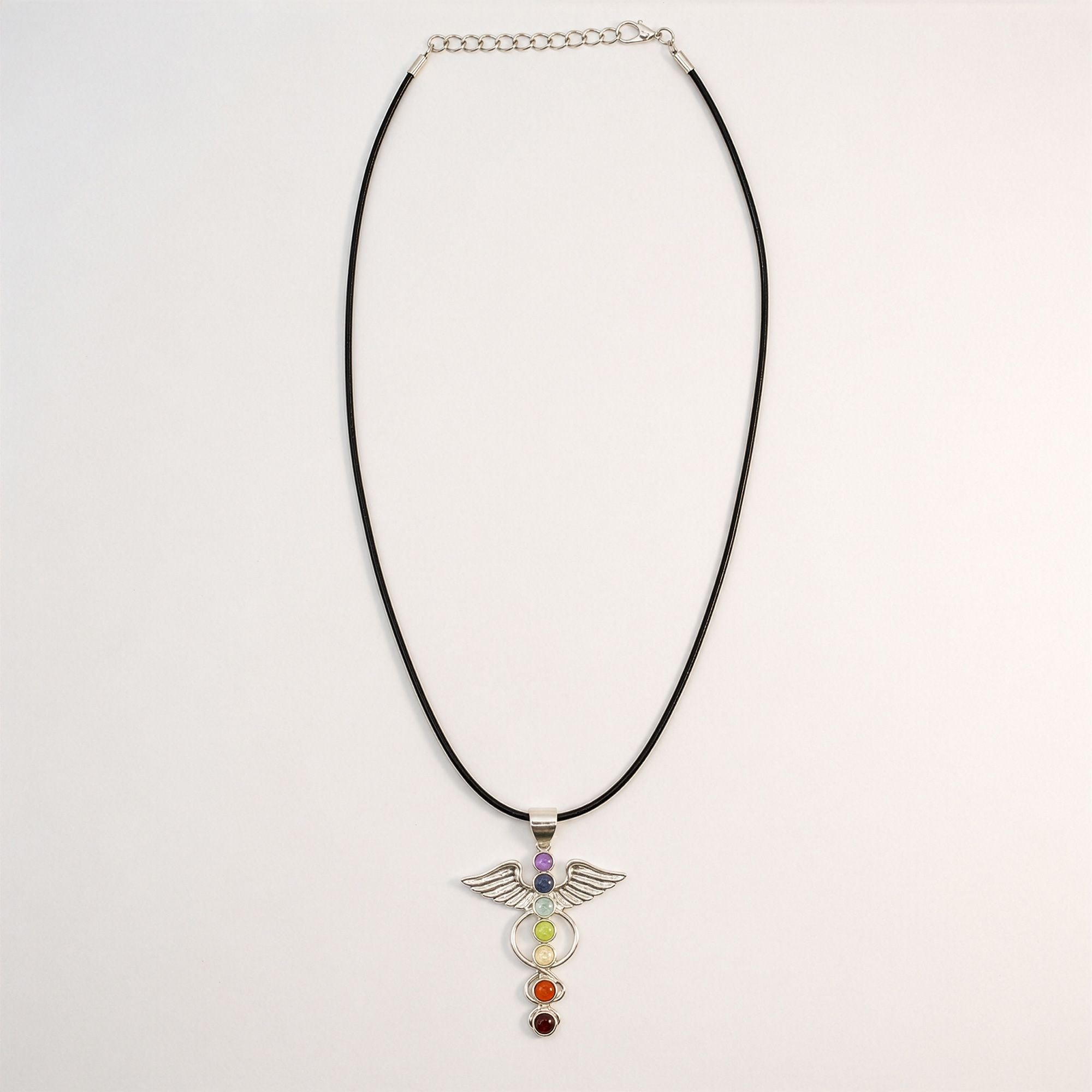 Indian Devotional Pendant - Silver Plated (45cm Cord)- Angel Chakra