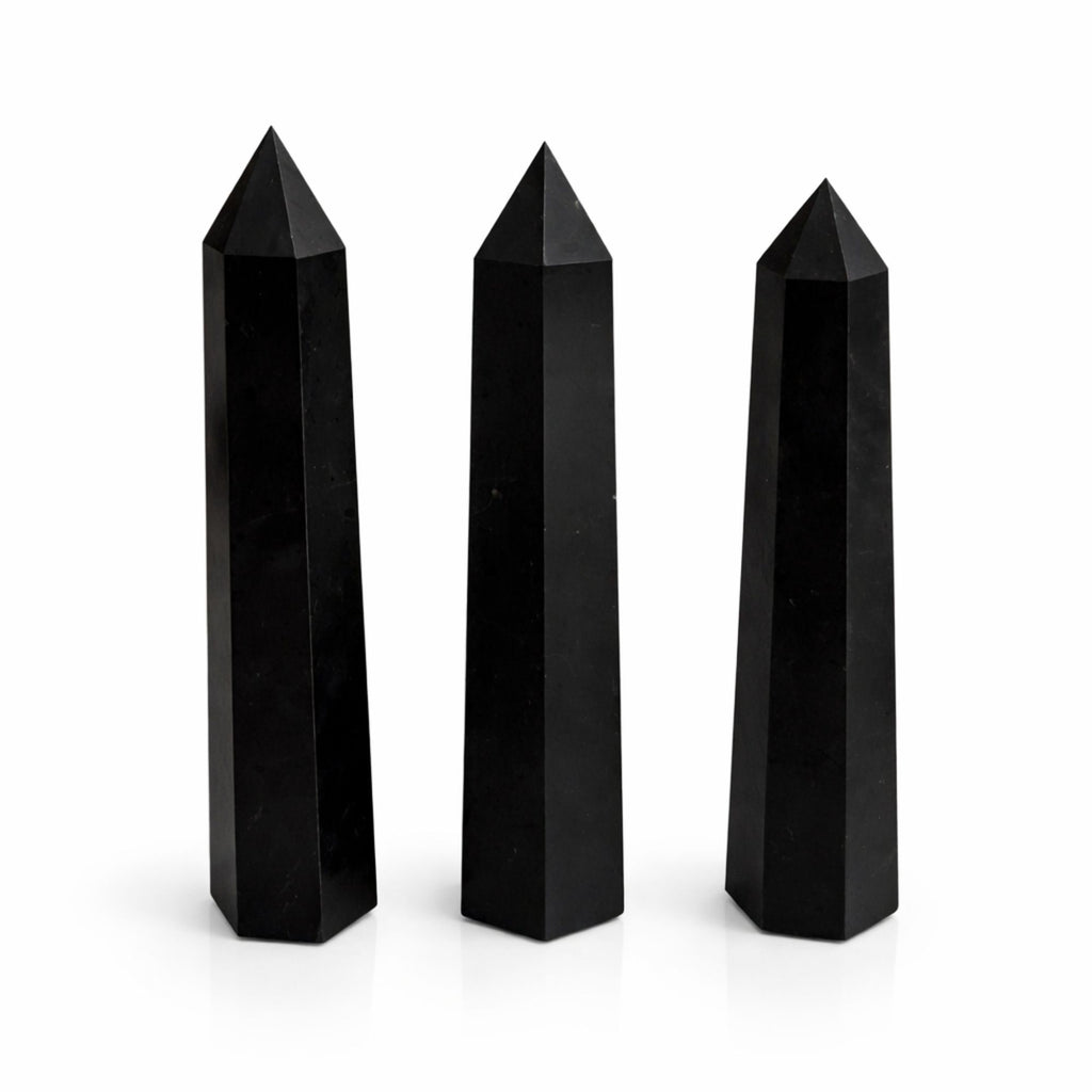 Black Tourmaline Six-Faceted Obelisk Point – Approx. 17cm