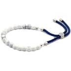 White Howlite 925 Silver Plated Gemstone Navy String Bracelet