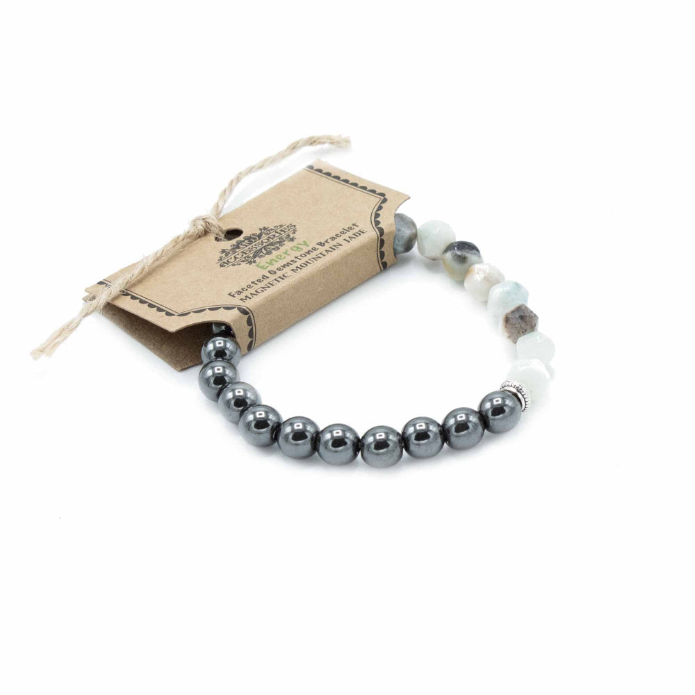 Mountain Jade Magnetic Faceted Gemstone Bracelet