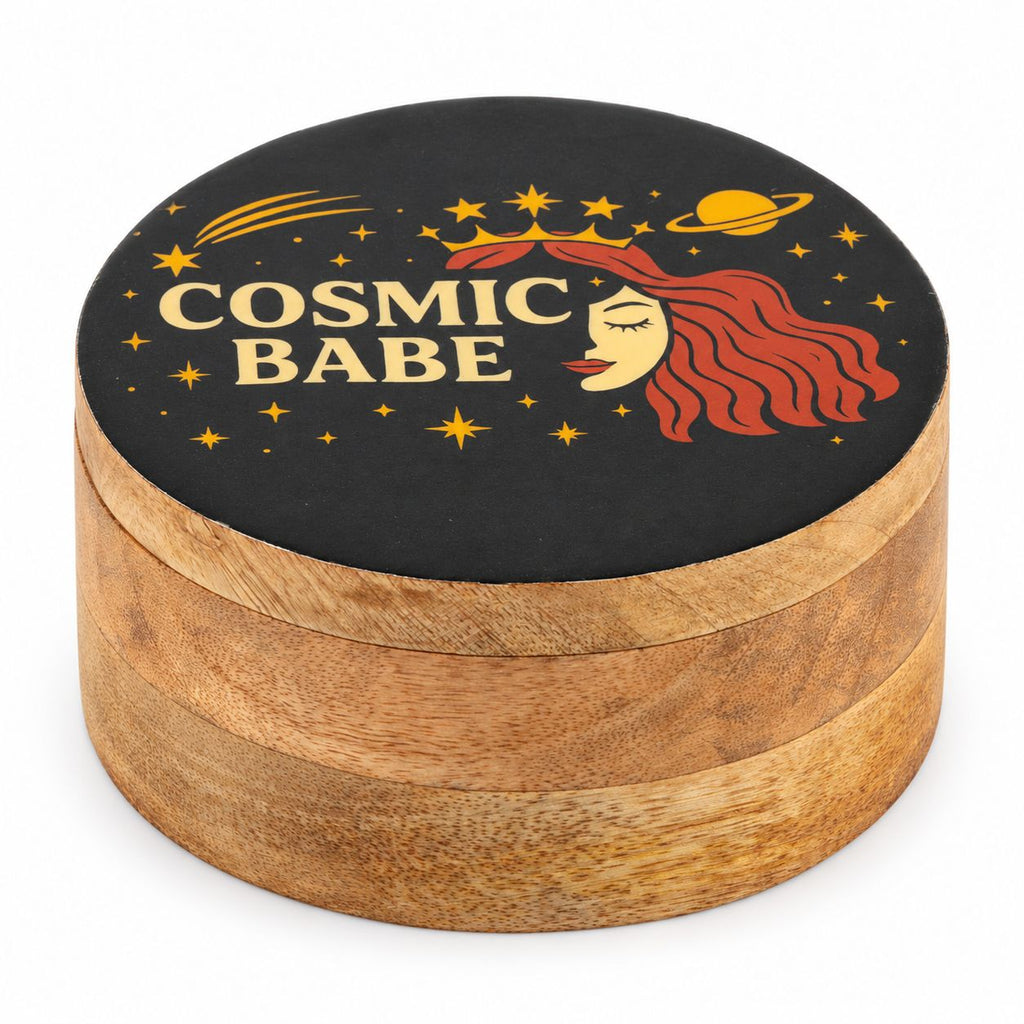 Cosmic Babe Round Enamelled Keepsake Box