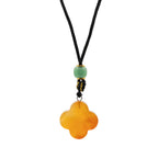 Red Jade Clover Cord Necklace Gemstone Pendant
