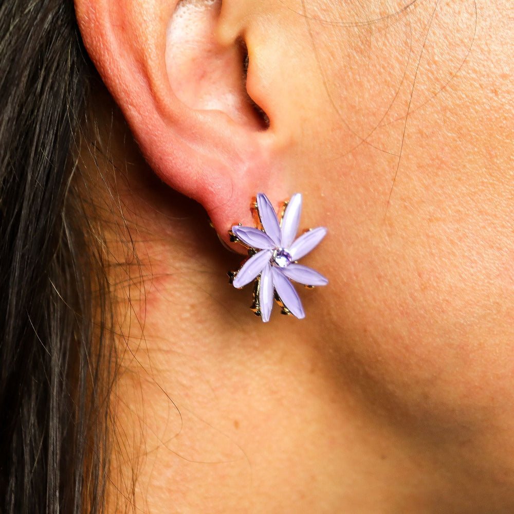 Lavender Flower Earrings – Vintage Glass & Stainless Steel