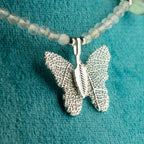 Nymph Labradorite Gemstone Necklace | Real Leaf Butterfly Pendant