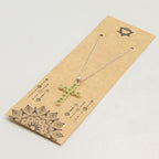 Peridot Crucifix Pendant | Silver Plated | 45cm Chain