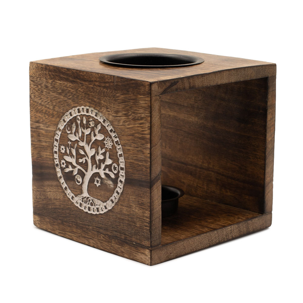 Tree Of Life Large Square Mango Wood Oil Burner
