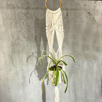 Long Macrame Pot Holder With Ratten Hoop