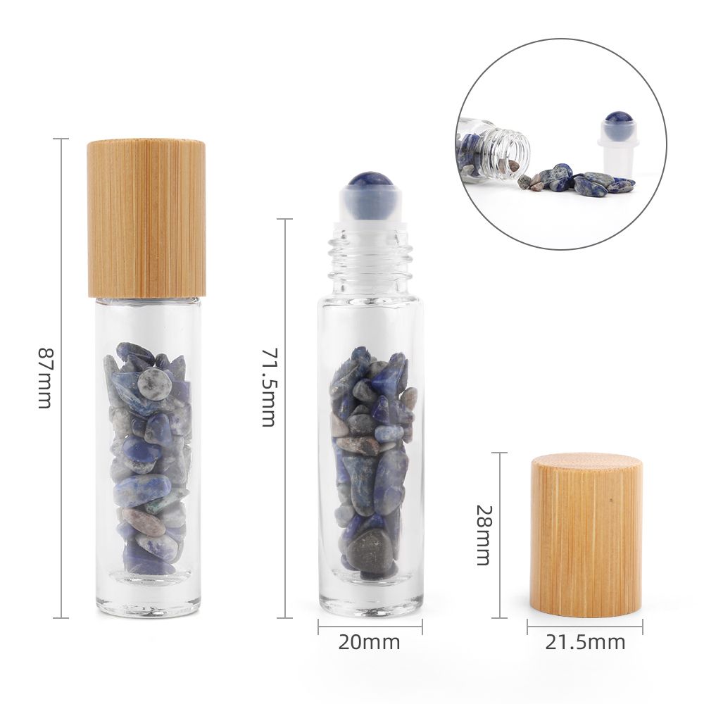 Sodalite Gemstone Essential Oil Roller Bottle | Wooden Cap