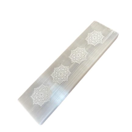 Selenite Flat Bar Charging Plate 15cm | Mandala Design