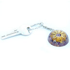 Amethyst Mandala Hearts Orgonite Power Keyring