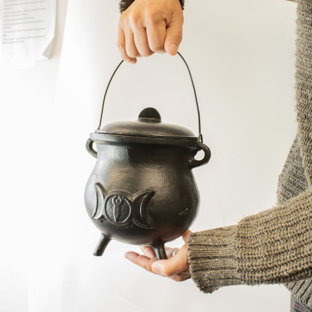 Huge Cast Iron Cauldron with Triple Moon